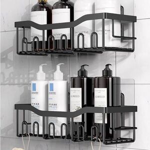 Black Metal Wall-Mounted Shower Caddy